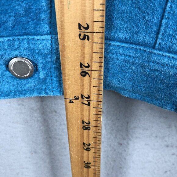 CWS Leather Jacket Womens 1X Plus Size Blue Suede Trucker Turquoise Western - Picture 4 of 16